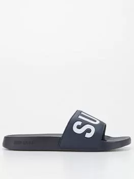 Image of Superdry Code Pool Slide - Navy/White Size M Men