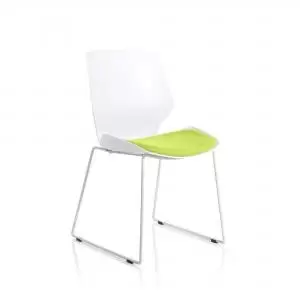 Image of Florence Sled White Frame Bespoke Myrrh Green Fabric Visitor Chair