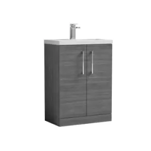 Image of Nuie Arno Compact 600mm Floor Standing 2 Door Vanity & Ceramic Basin - Anthracite