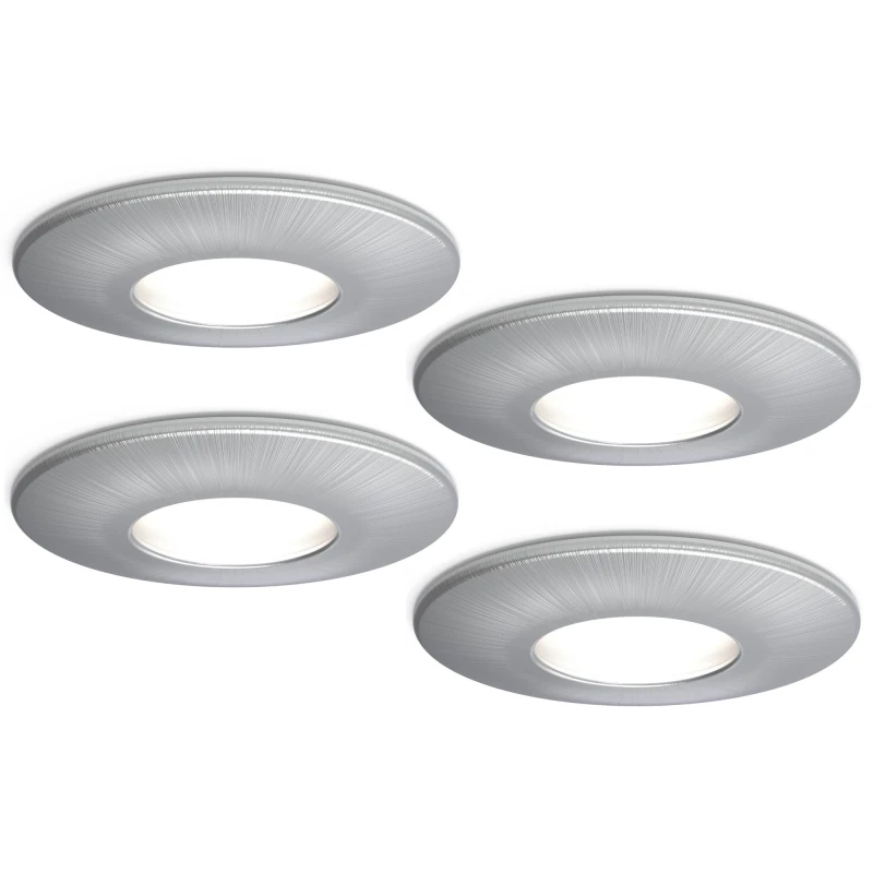 Image of 4lite 4lite IP65 GU10 Fire-Rated Downlight - Satin Chrome (Pack of 4) 4L1/2202x4