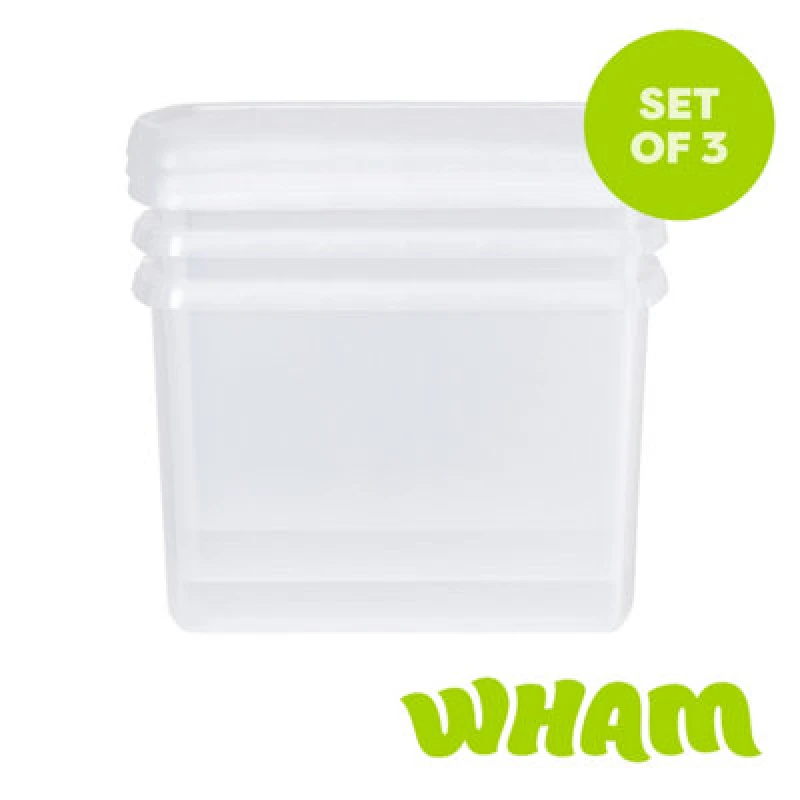 Image of Wham Clip 3X 21.5L Rectangular Plastic Storage Boxes With Clip Lock Lids. Ideal For Home, Office, Toys & More - Clear/clear
