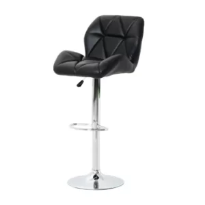 Image of HOMCOM Diamond Design Swivel Leather Bar Stool Breakfast Barstool Kitchen Pub Dining Chair Gas Lift PU Chair Metal Chrome Base Adjustable Height Black