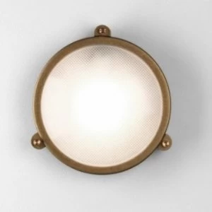 Image of 1 Light Outdoor Bulkhead Wall Light Antique Brass IP65, E27