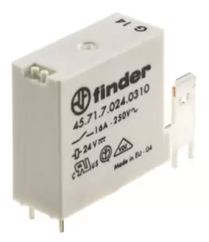 Image of Finder, 24V dc Coil Non-Latching Relay SPNO, 16A Switching Current PCB Mount Single Pole, 45.71.7.024.0310