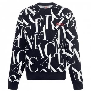 Image of Perry Ellis AOP Letter Sweatshirt - 405 Dk Sapphire
