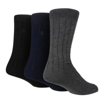 Image of Pringle Ribbed Bamboo 3 Pack Socks - Multi