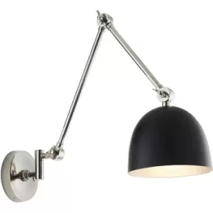 Image of Dome Adjustable Arm Wall Lamp Polished Nickel Plate, Matt Black