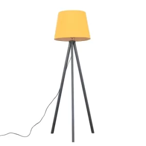Image of Barbro Grey Tripod Floor Lamp With XL Mustard Shade