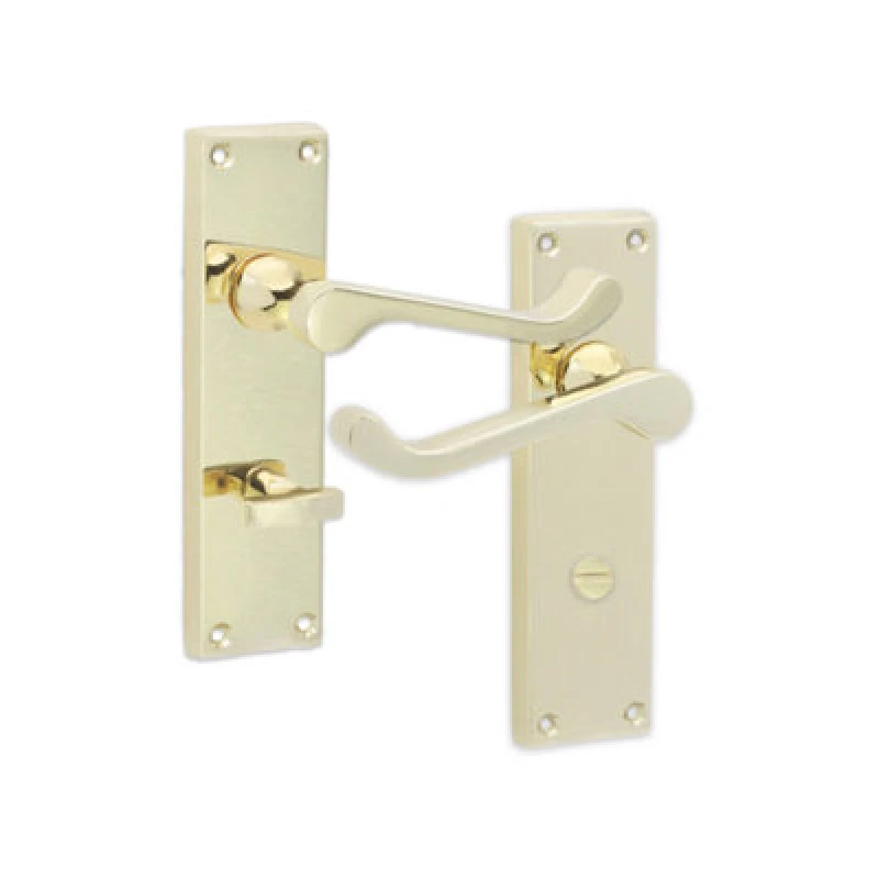 Image of Spira Brass Victorian Scroll Privacy Lever Handle 150mm Polished Brass