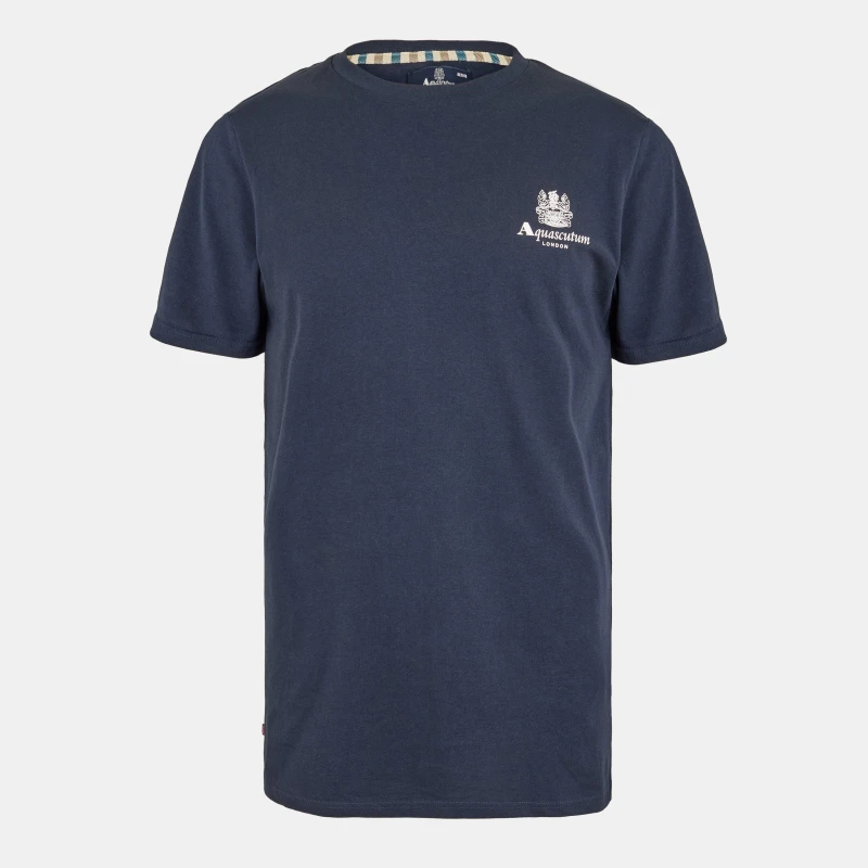 Image of Aquascutum Logo T-Shirt Navy/White male Small