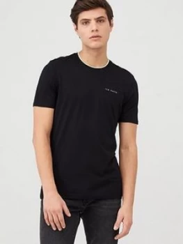 Image of Ted Baker Short Sleeve Branded T-Shirt - Black, Size 2, Men