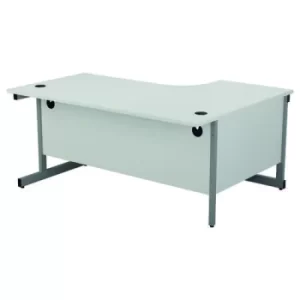 Image of Jemini Radial Left Hand Cantilever Desk 1600x1200x730mm White/Silver KF801756