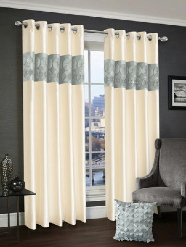 Image of Intimates Vogue 3D Floral Diamante Ready Made Eyelet Curtains - Silver