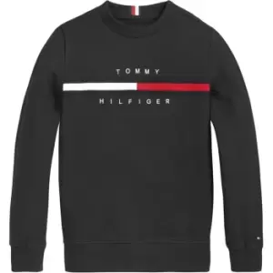Image of Tommy Hilfiger Flag Rib Crew Neck Sweatshirt - Black