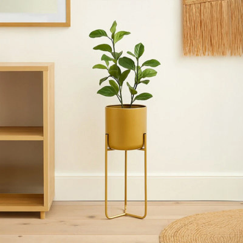 Image of Orsina Avento Large Gold Finish Floor Planter