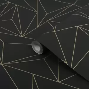 Image of Next Scatter Geo Black Metallic Effect Smooth Wallpaper
