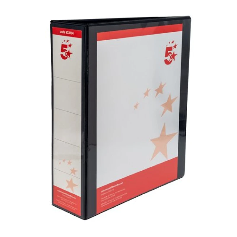 Image of 5 Star Office A4 65mm 4D Presentation Ring Binder Black (10 Pack) 933104