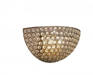Image of Wall Lamp Circular 2 Light French Gold, Crystal