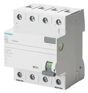 Image of Siemens, 25A Instantaneous RCD, Trip Sensitivity 30mA, Type A, DIN Rail