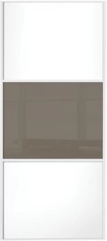Image of Wickes Sliding Wardrobe Door Wideline White Panel and Cappuccino Glass - 2220 x 610mm