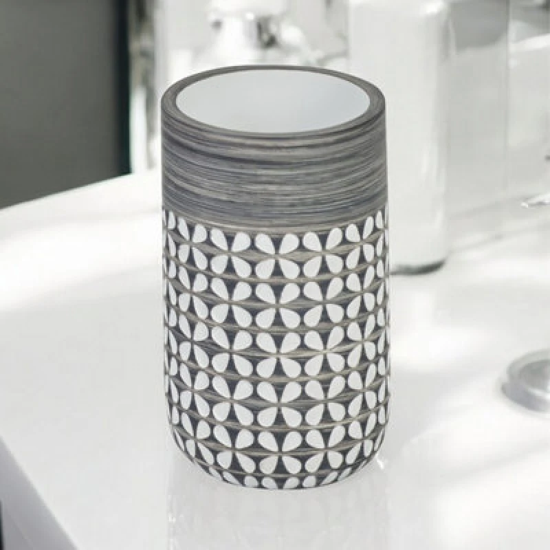 Image of Showerdrape Ravello Geo Floral Grey & White Tumbler