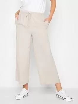 Image of Long Tall Sally Linen Blend Cropped Trousers - Natural, Size 16, Women