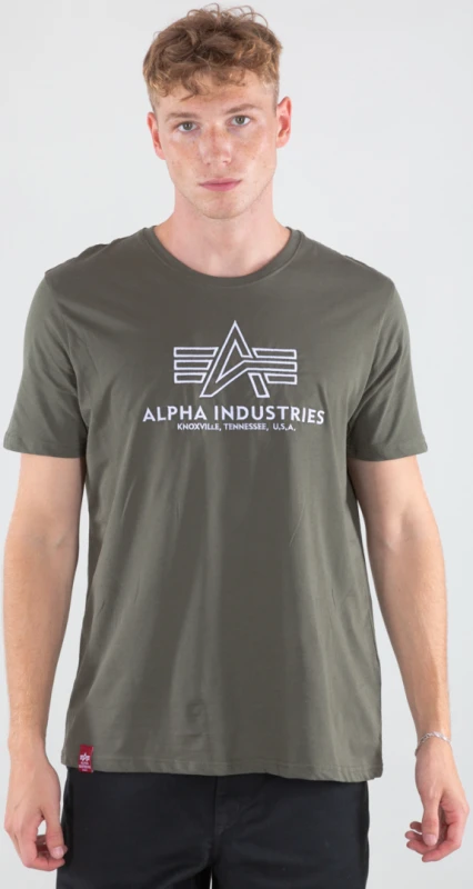 Image of Alpha Industries Basic Embroidery T-Shirt, green, Size S for Men