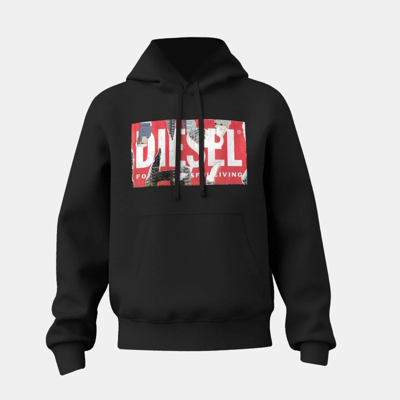 Image of Diesel Mens Ginn Flpa Crew Sweatshirt Black male S