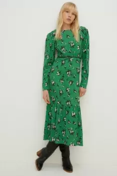 Image of Floral Crinkle Crochet Insert Tier Midi Dress