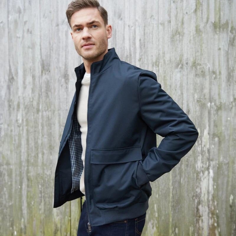 Image of Threadbare Patch Pocket Funnel Neck Harrington Style Jacket Navy