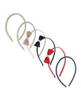 Image of Monsoon Girls 6Pk Mixed Pearl Bow Hairbands Set - Multi