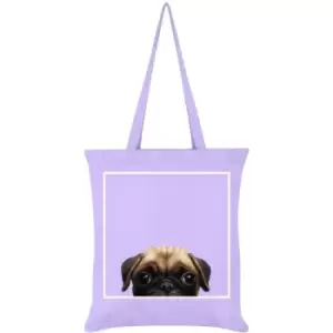 Image of Inquisitive Creatures Pug Tote Bag (One Size) (Lilac) - Lilac