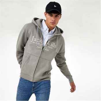Image of Jack Wills Pinebrook Graphic Zip Hoodie - Washed Khaki