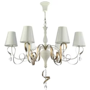 Image of Intreccio Chandelier White with Gold with Shades, 6 Light, E14