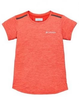 Image of Columbia Girls Tech Trek Short Sleeve T-Shirt - Coral
