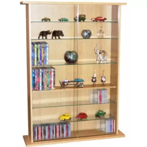 Image of Boston - Glass Collectable Display Cabinet / 600 cd / 255 dvd Storage Shelves - Beech - Beech