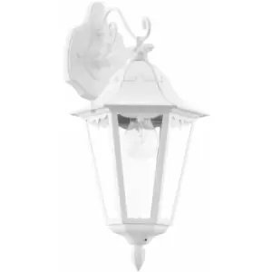Image of Loops - IP44 Outdoor Wall Light White Traditional Lantern 1x 60W E27 Porch Lamp Down