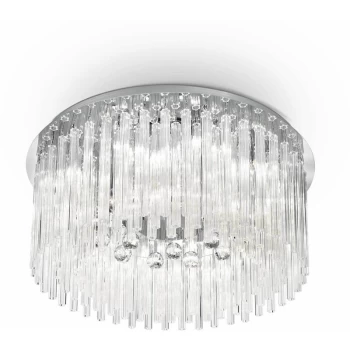 Image of Ideal Lux Elegant - 12 Light Ceiling Semi Flush Light Chrome, Clear and Glass, G9