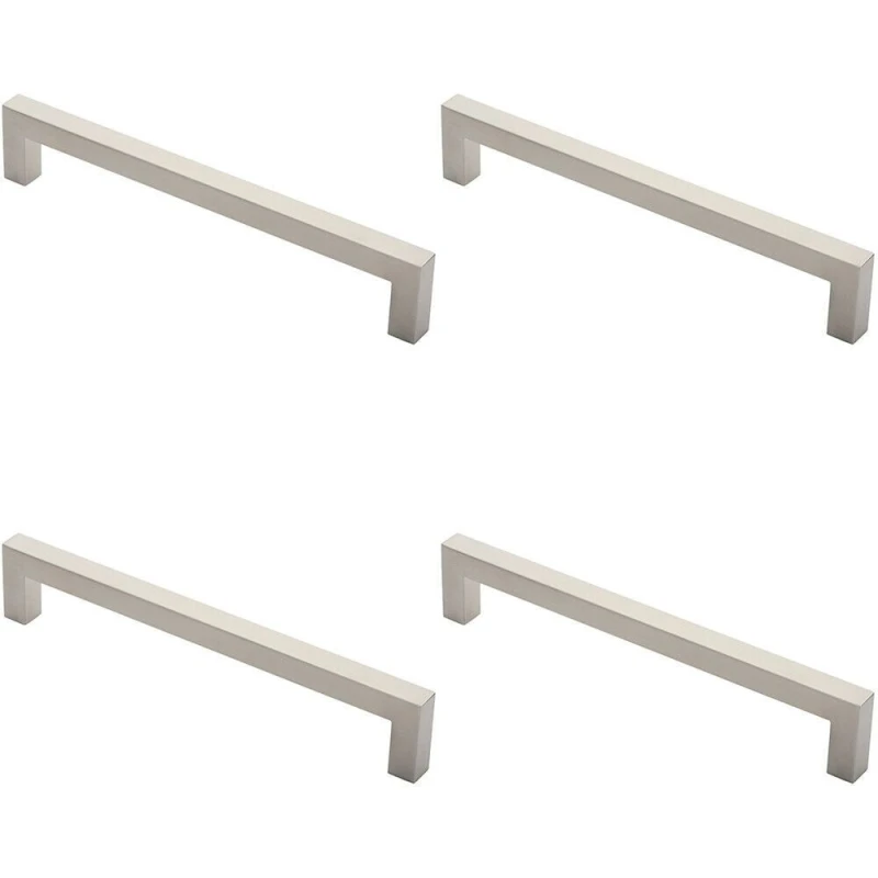 Image of Loops 4x Square Mitred Door Pull Handle 319 x 19mm 300mm Fixing Centres Satin Steel Metallics unisex