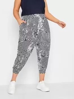 Image of Yours Navy Sketchy Crop Harem, Blue, Size 30-32, Women