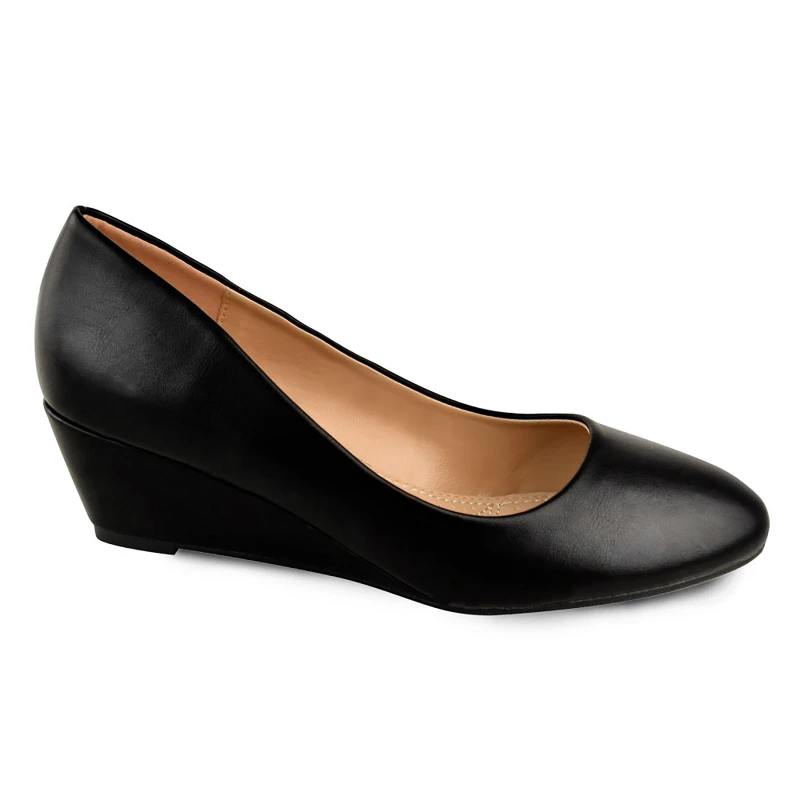 Image of Where's That From 'Kieran' Platform Low Wedge Mid Heel Court Shoes Black