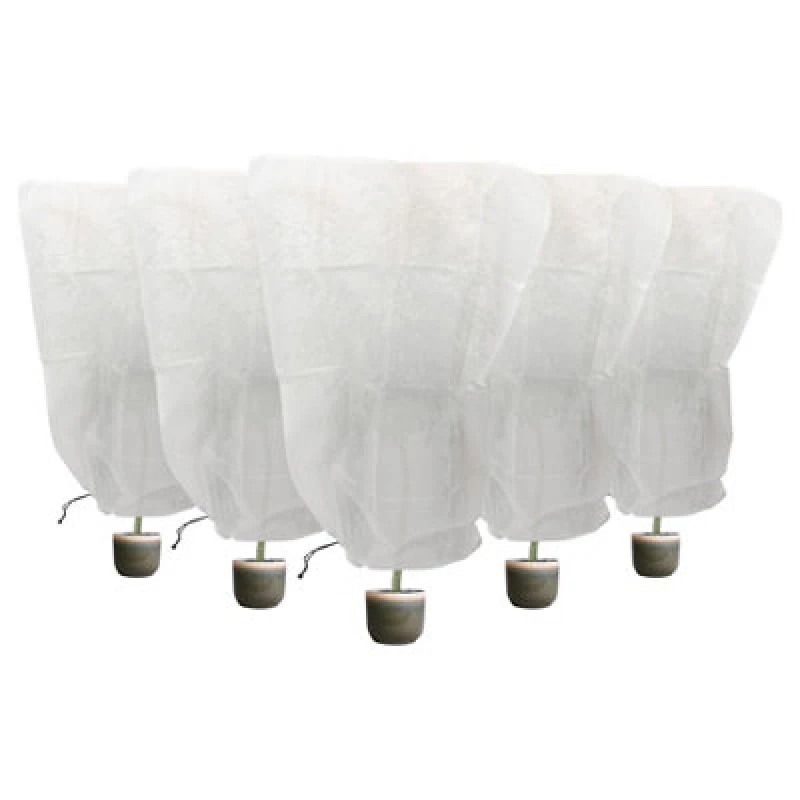 Image of Harbour Housewares Plant Fleece Frost Protection Covers With Drawstring - 120Cm X 180Cm - Pack Of 5