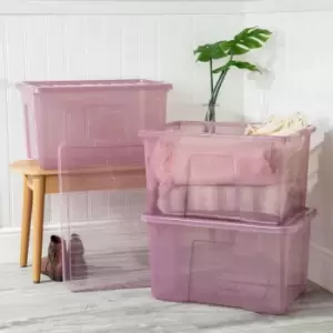 Image of Wham Set 3 Crystal 60 Litre Box & Lid - Pink