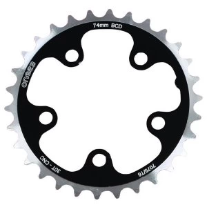 Image of ETC Chainring Alloy CNC 110mm 5 Bolt 52 Teeth Silver/Black