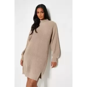 Image of I Saw It First High Neck Balloon Sleeve Oversized Jumper - Brown