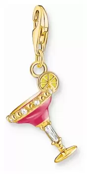 Image of Thomas Sabo 1931-565-9 Red Cocktail Glass Charm Gold Jewellery