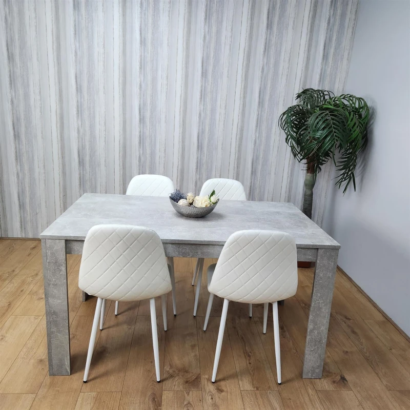 Image of KOSY KOALA Wooden Rectangle Dining Table Sets with Set of 4 Chairs, Grey, and White Grey