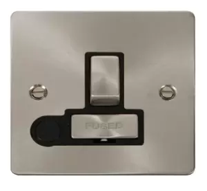 Image of Click Scolmore Define Brushed Steel 1 Gang Fused Connection Unit 13A With Black Ingot - FPBS551BK
