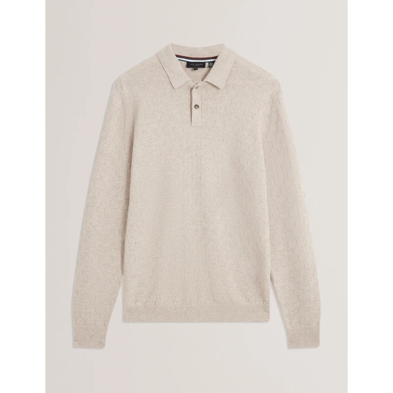 Image of Ted Baker Mens Short-Sleeve Polo Shirt Natural male S (2)