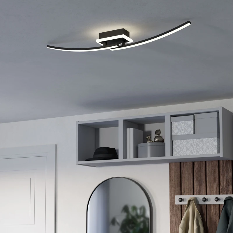 Image of Eglo Lungolago Black Steel Minimalist Ceiling Light, Black 901217